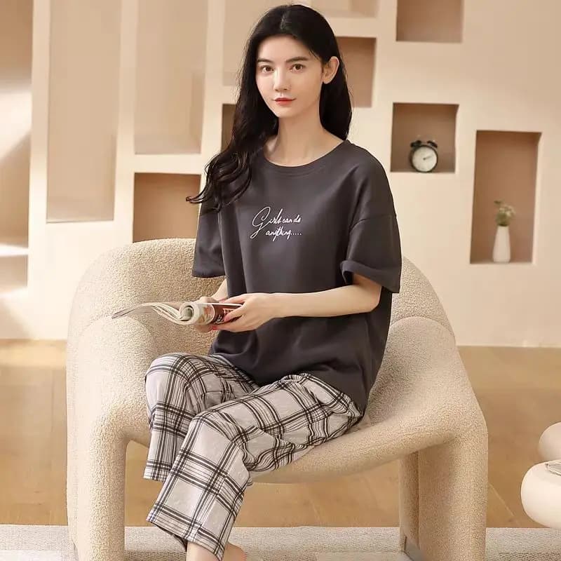Pyjamas Weibliche Sommer Kurzarm Sieben Hosen Hause Tragen Sommer Dünne Koreanische Version Kann Ausgehen und Freizeit Zwei-stück Anzug