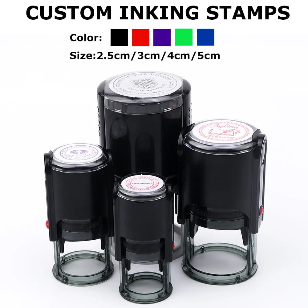Benutzerdefinierter selbstfärbender Stempel 25/30/40/50 mm rundes Logo-Design P personalisierter Presstyp-Tintenstempel für