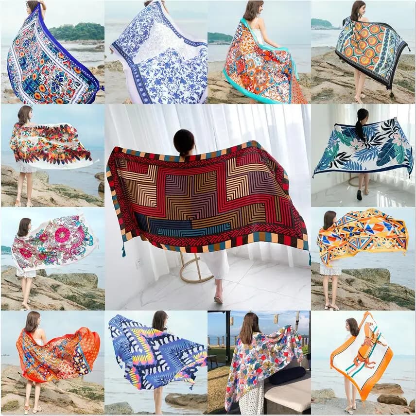 90x185cm Druckprozess Twill Sommer Suncare Strandkleid Bikini Sarong Wickelschal Damen Brasilianischer Badeanzug Bade Cover-ups