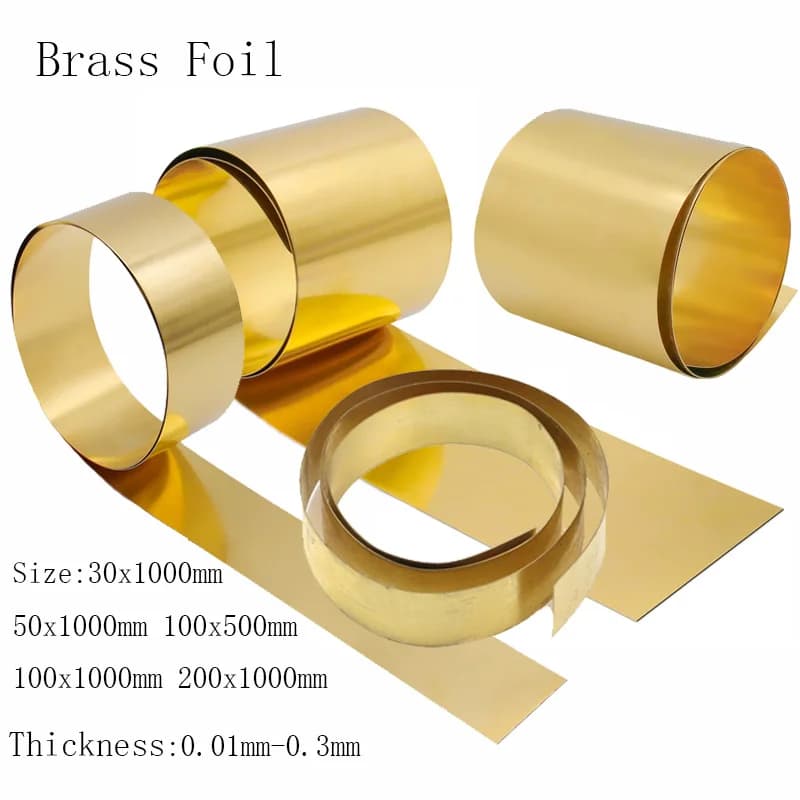 1 Stück Messingfolie, Dicke 0,01–0,3 mm, Breite 10–200 mm, Messinghaut, dünne Messingblechfolie, Länge 100 mm ~ 1000 mm