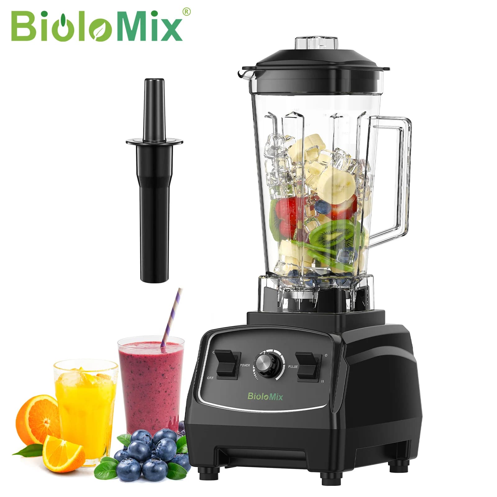 BPA-frei, 3 PS, 2200 W, robuster Mixer in kommerzieller Qualität, Mixer, Entsafter, Hochleistungs-Küchenmaschine, Eis-Smoothie-Bar, Obstmixer