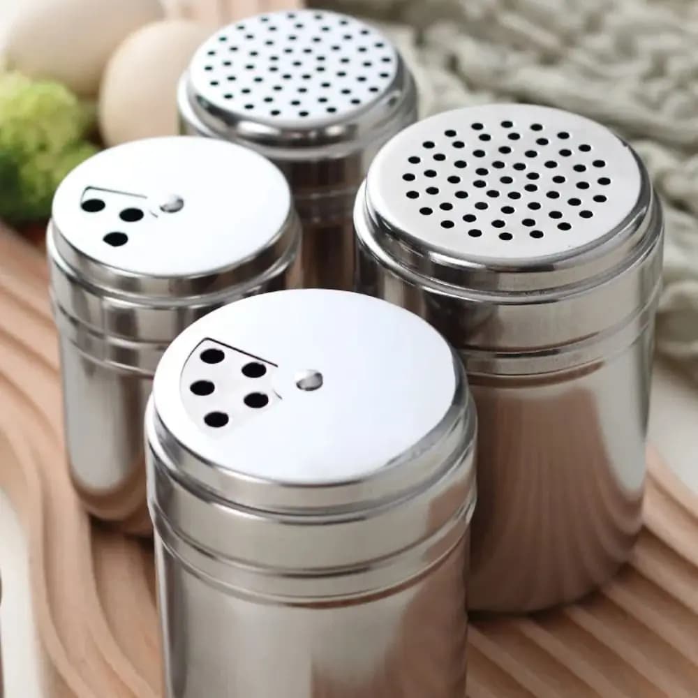 Mehrzweck-Gewürzglas aus Edelstahl, Salz, Zucker, Flasche, drehbare Abdeckung, Küchenhelfer, Gewürz, Pfefferstreuer, Gewürzglas
