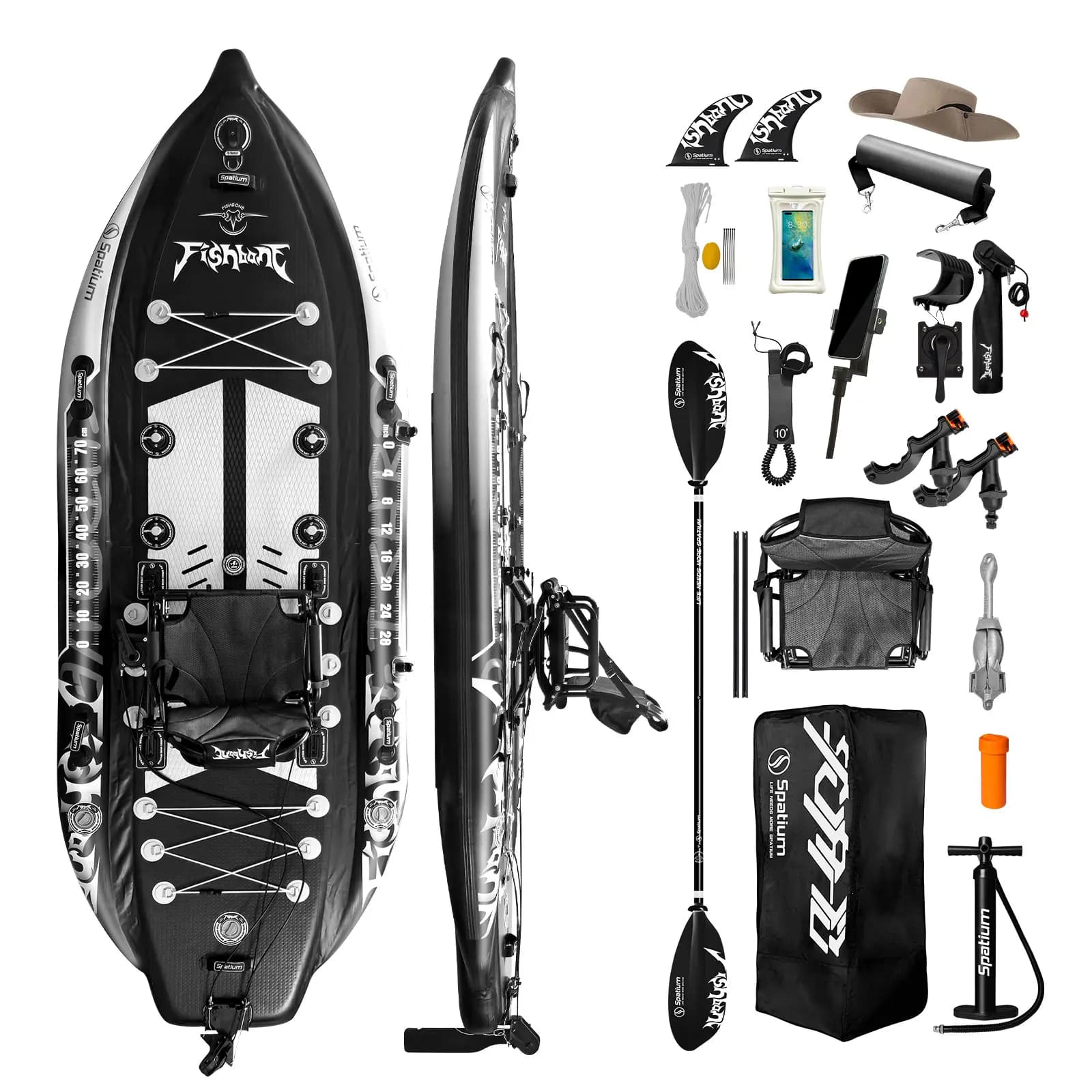 Spatium Angelkajak, Angel-Paddleboard, SUP, aufblasbares Stand-Up-Paddleboard 11'*48'*6', Angelboot mit Drehgelenksitz