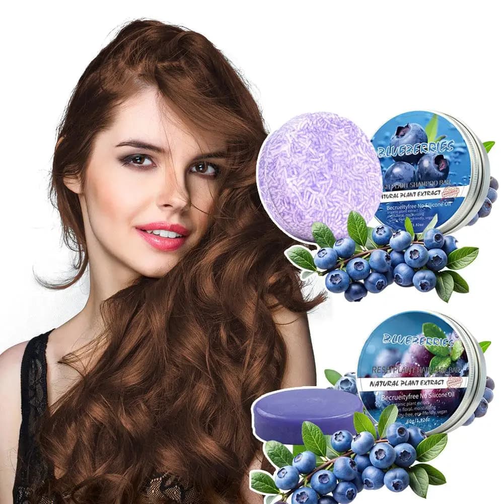 Blaubeer-Shampoo & Haarpflege-Bar - Pflanzliche Ätherische Öl-Seife, Ölkontrolle und Volumenverstärkung, Silikonfrei für Alle Haartypen