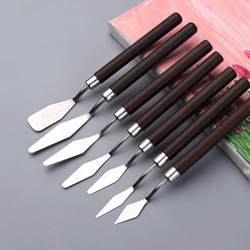 7 teile/satz Ölgemälde Schaber Palette Messer Aquarelle Feine Acryl Gouache Farbe Spachtel Pick Farbe Mischen Werkzeuge Kunst Liefert