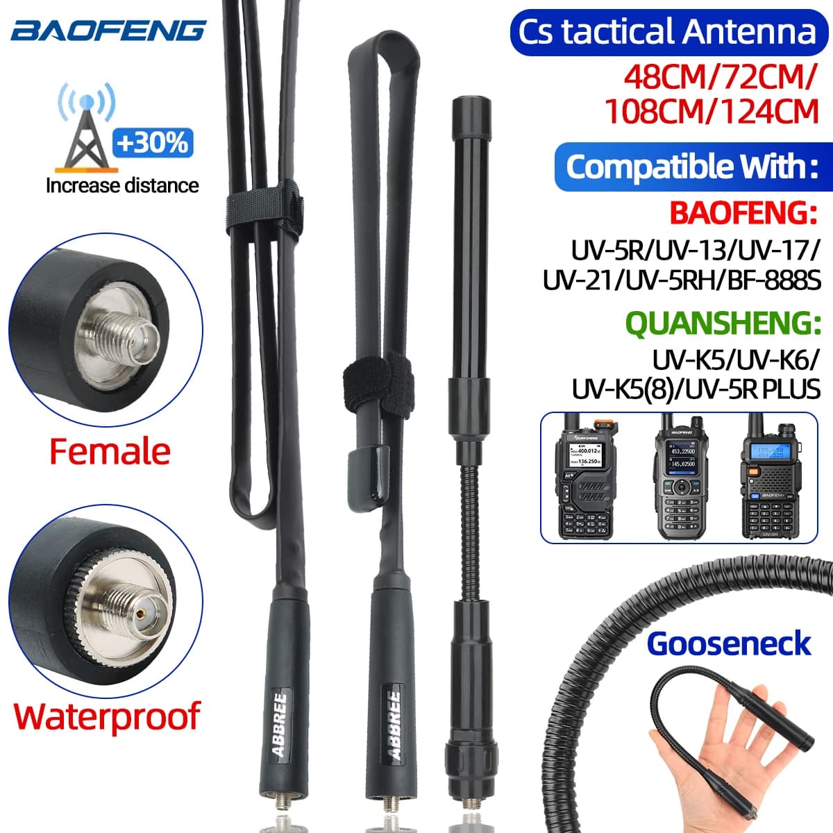 Baofeng cs taktische Antenne sma-weiblich Dualband UKW UHF 144/430MHz faltbar für Walkie Talkie Baofeng UV-13 Quan sheng