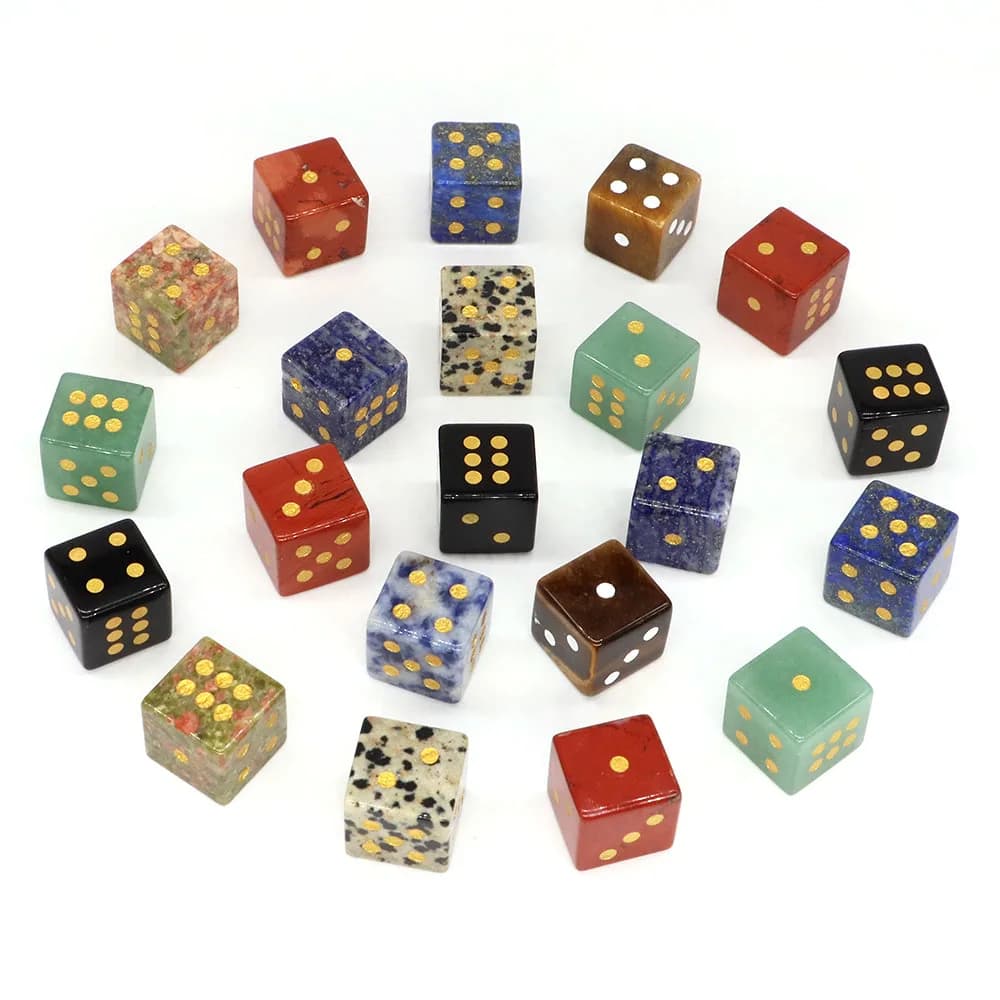 15mm Naturstein Sechsseitige Digitalwürfel Heilkristall Amethyst Quarz Edelsteine D6 Würfel für Tisch-Brettspiele Unterhaltung Geschenk