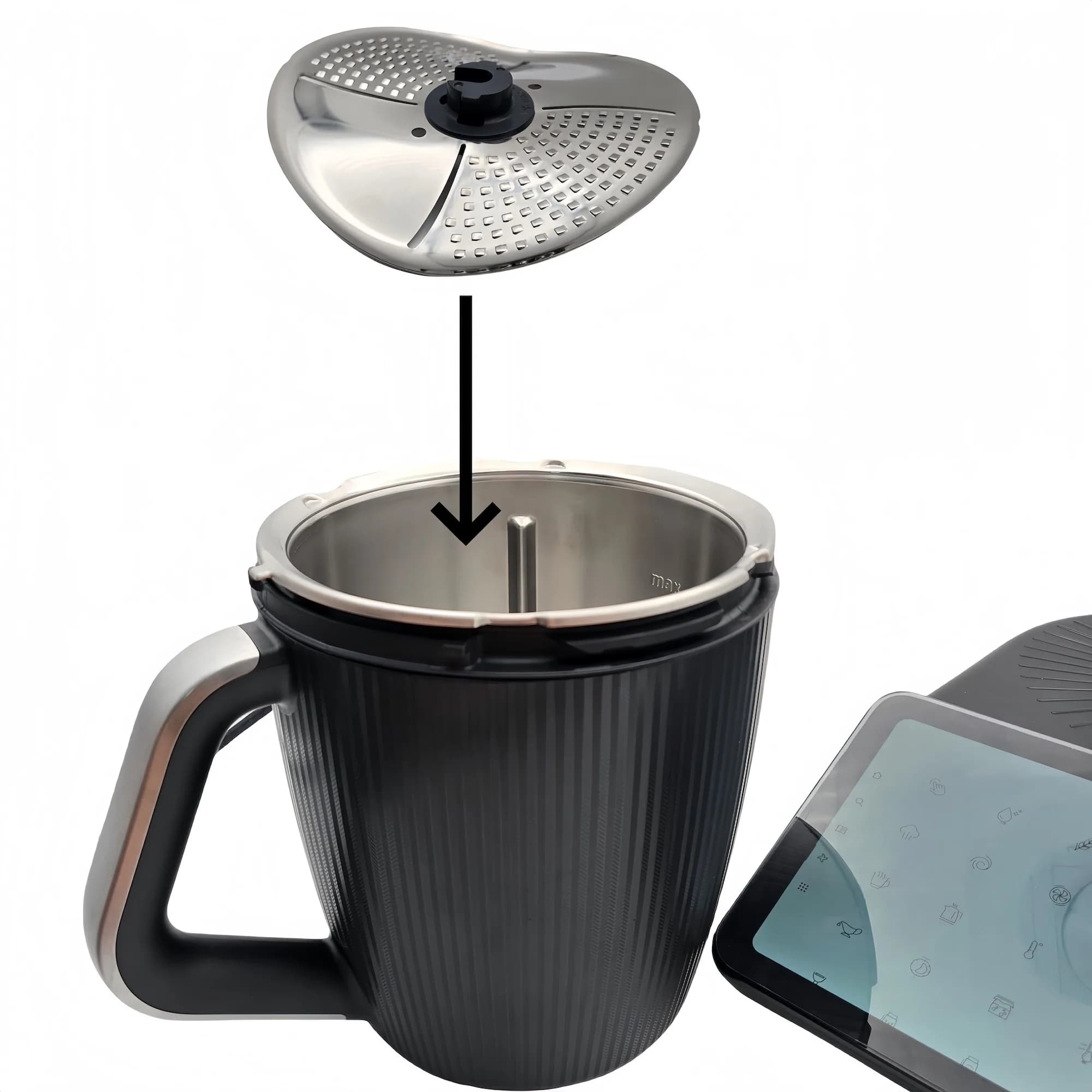 TM7 Schutzhülle Schäler Cutter, Klingenabdeckungsaufsatz für Thermomix TM6 TM5 TM7 Gemüse Edelstahl, Küchenzubehör