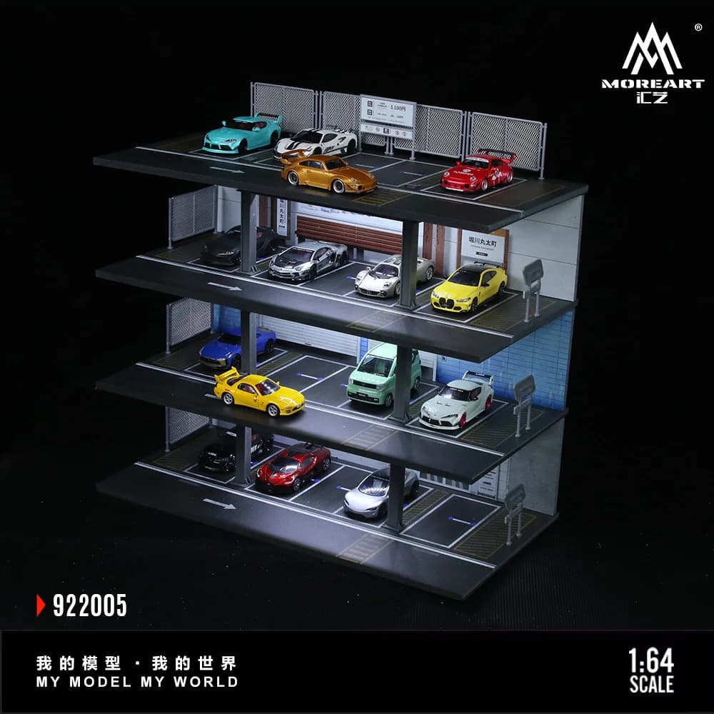 TimeMicro&MoreArt 1:64 Japanisches Dreistöckiges Parkhaus Garage Lager- und Ausstellungsszene - Auf Lager - Schnelle Lieferung
