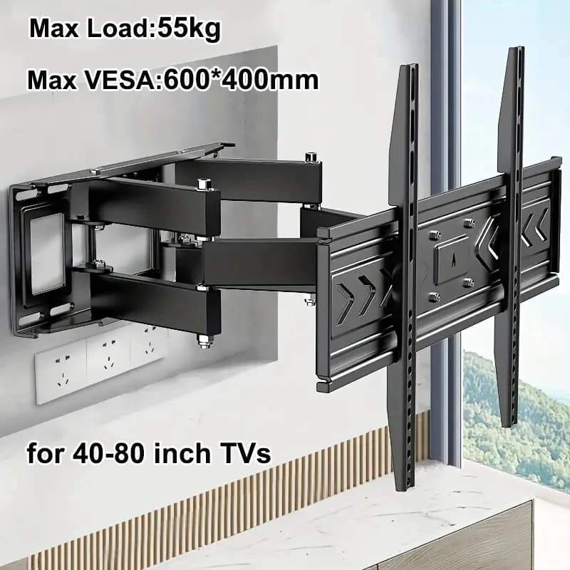 BEISHI TV-Wandhalterung für 40-80 Zoll LED, LCD, OLED-Flachgebogene Fernseher, TV-Halterung mit doppeltem Schwenkarm, verlängert die neigbare