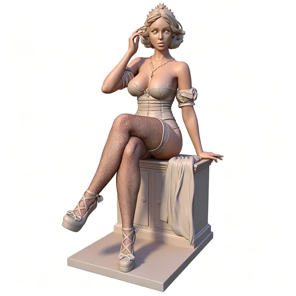 1/24/18/16/12 Attraktives junges Mädchen-Harzmodellbausatz, GK-Miniatur, 3D-gedruckte graue Modellpuppe, DIY-Puppenmodell, unfarbig