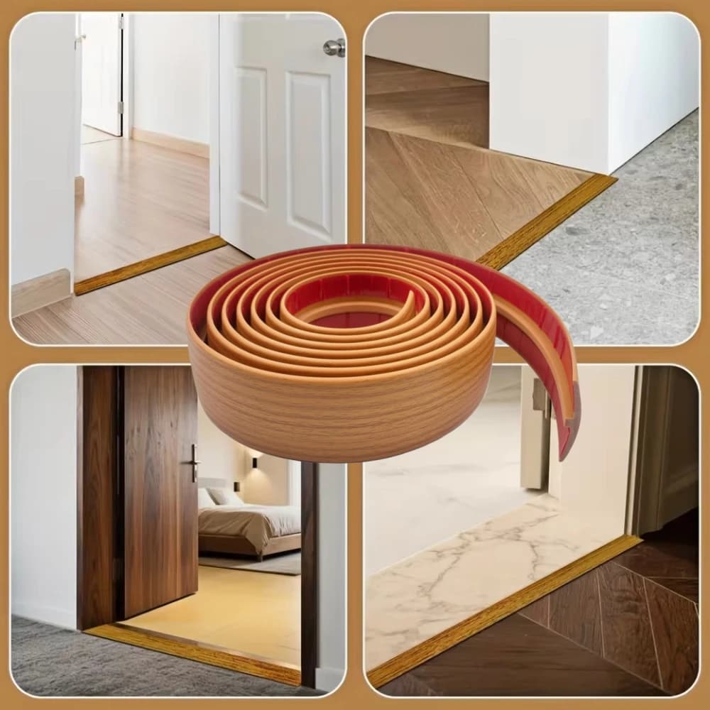 1pc 2mX5cm T-förmigen PVC Holz Boden Übergang Streifen Rand Schließen Streifen Flexible Selbst-klebe Naht Streifen Schwelle Streifen