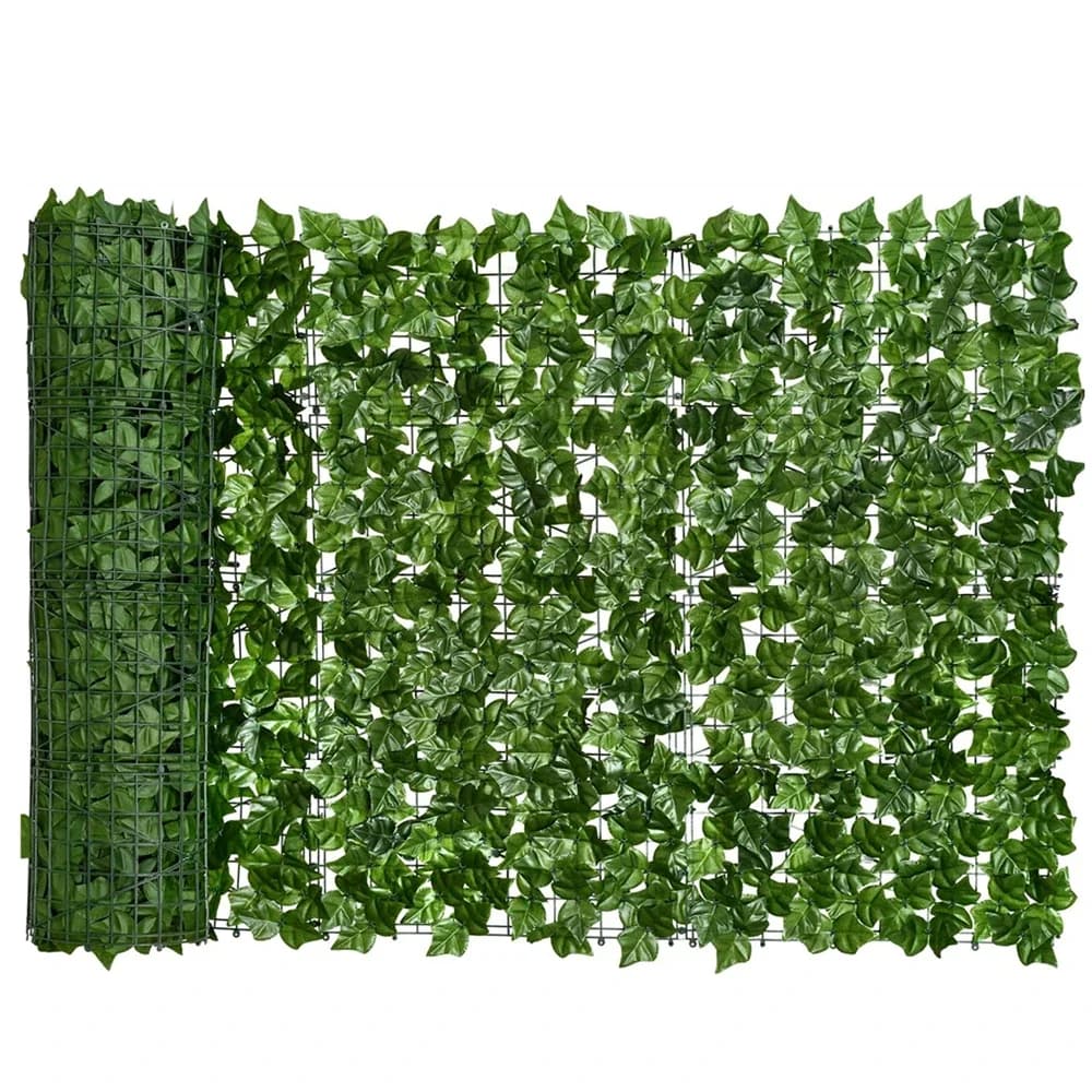 Künstliche Sichtschutzzaun-Bildschirm, künstliche Efeublatt-Hecken, 200/100 cm lange Blattzaunplatten, für drinnen und draußen, Gartendeck,