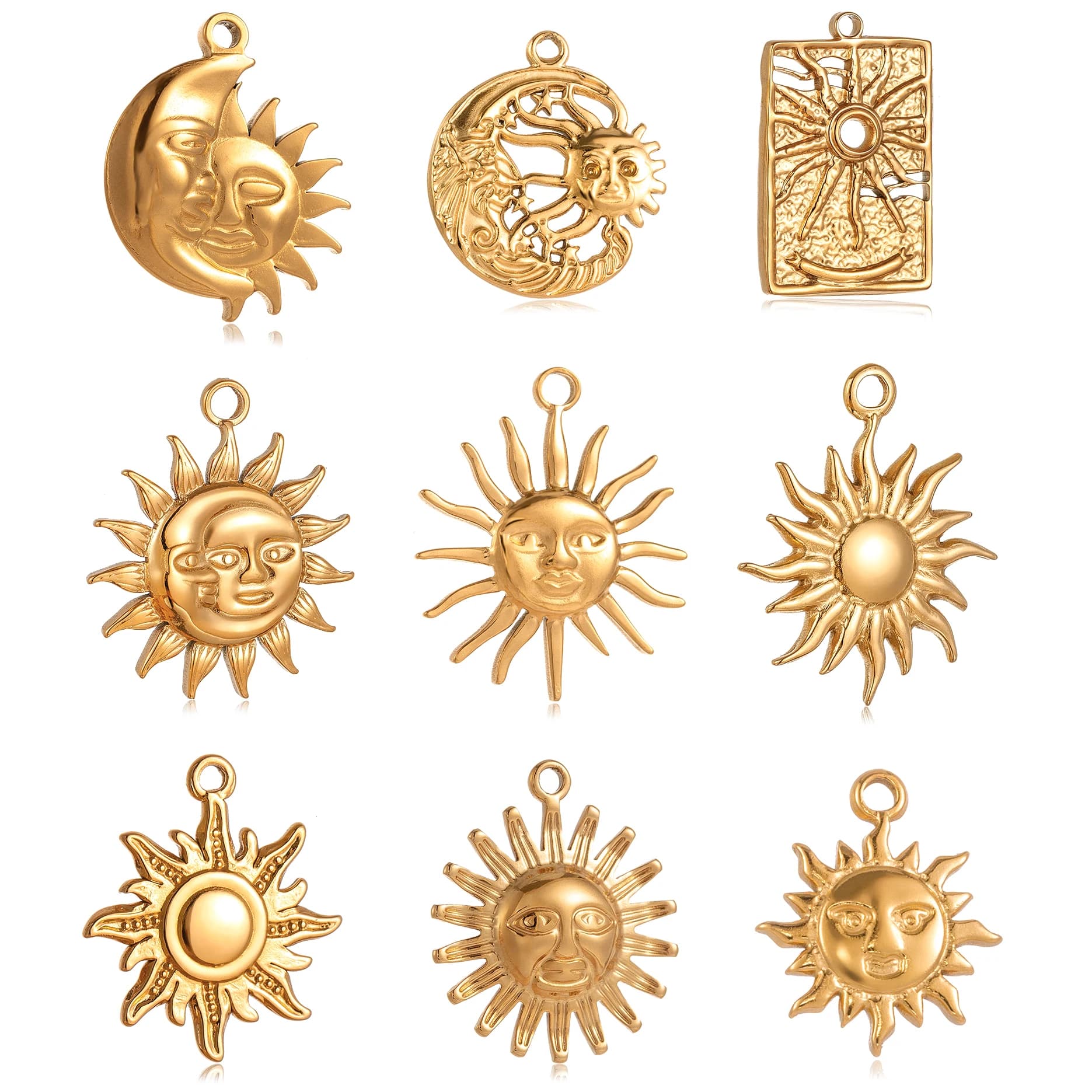 3 stücke Edelstahl Casting Sonne Mond Charms Sunburst Anhänger Verwendet Frauen Machen Ohrringe Halskette Armband Schmuck Zubehör