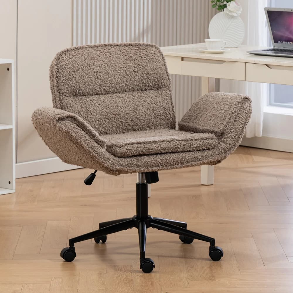 Criss-Cross-Stuhl mit 5-fach verstellbaren Armlehnen und Rollen, ergonomischer, drehbarer Schreibtischstuhl mit verdickter Rückenlehne für