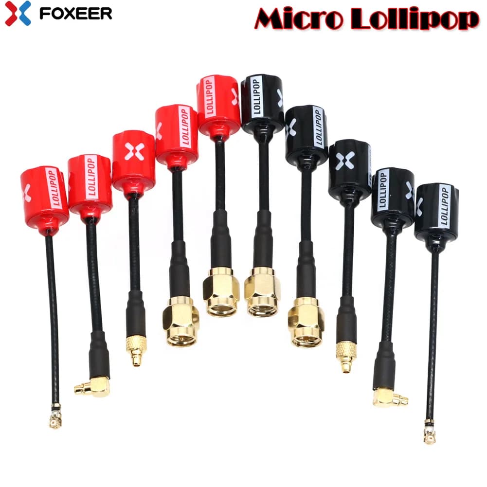 2 Stück FOXEER Micro Lollipop V4 High Gain Antenne 5,8 G 2,5 dBi Omni RHCP SMA/RP-SMA/Winkel/gerade MMCX/UFL Super Mini VTX Antenne