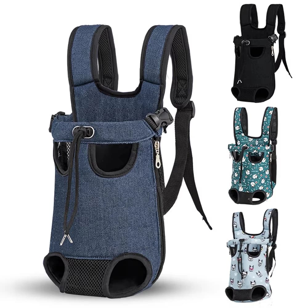 Atmungsaktiver Front-Tragetaschenrucksack für Haustiere, Vierbeiner-Design, verstellbare Brusttasche, Tragetasche für kleine Hunde und Katzen zum