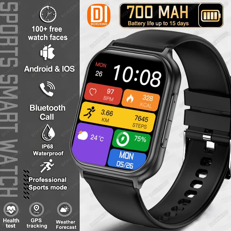 2026 Neue BOXUXING Sport-Smartwatch für Männer und Frauen Outdoor-Fitness Herzfrequenz GPS-Tracking IP68 Wasserdicht Bluetooth-Anruf Smartwatches