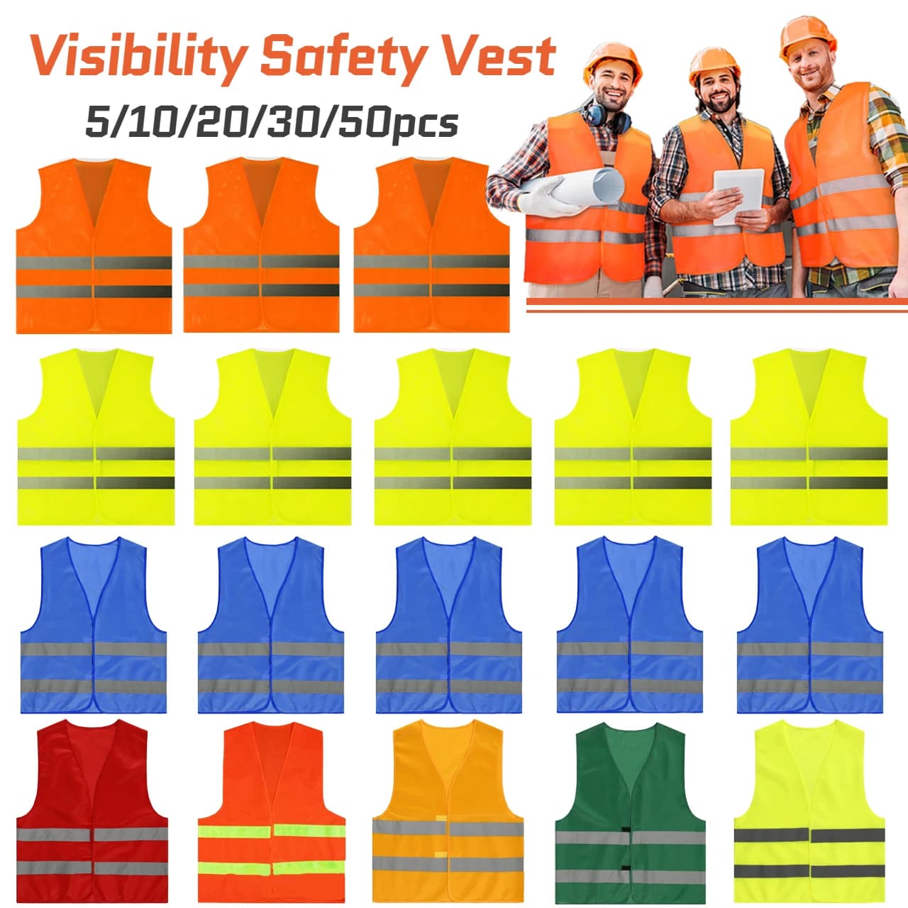 5-50PCS Reflektierende Sicherheitsweste Atmungsaktive Leichte Chalecos Reflectantes De Seguridad Hohe Sichtbarkeit Sicherheitsweste Verkehrsarbeiter