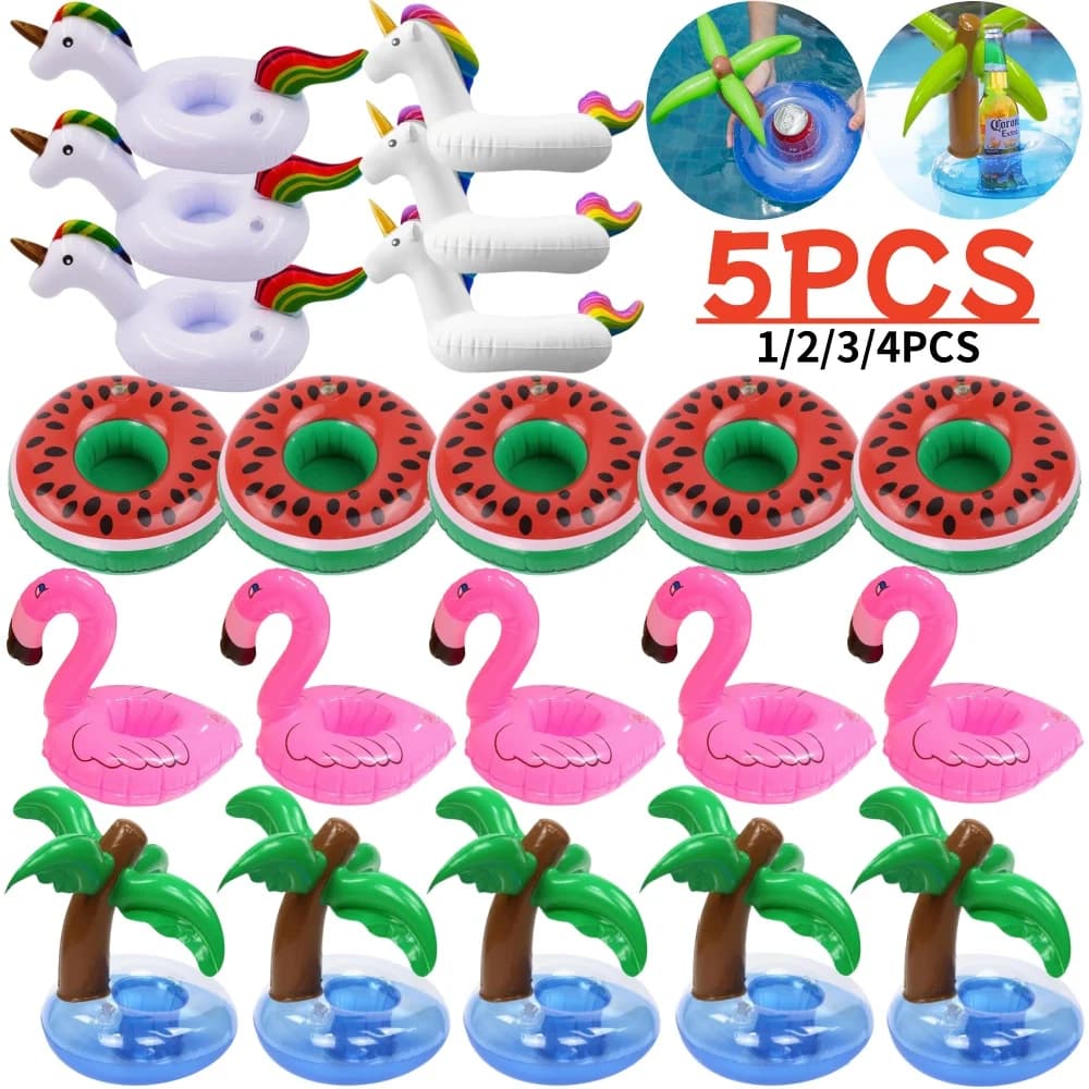 Aufblasbarer Getränke halter schwimmender aufblasbarer Kokosnuss baum Getränke untersetzer Flamingo Einhorn Schwimmbad Getränke halter Getränkes