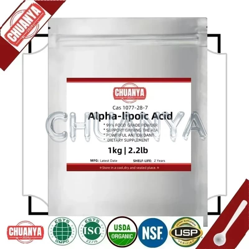 Globale maßgeschneiderte 99 % Alpha-Liposäure-Pulver, Aluminiumfolienverpackung für schnelle Lieferung, ALA [Neuestes Datum]