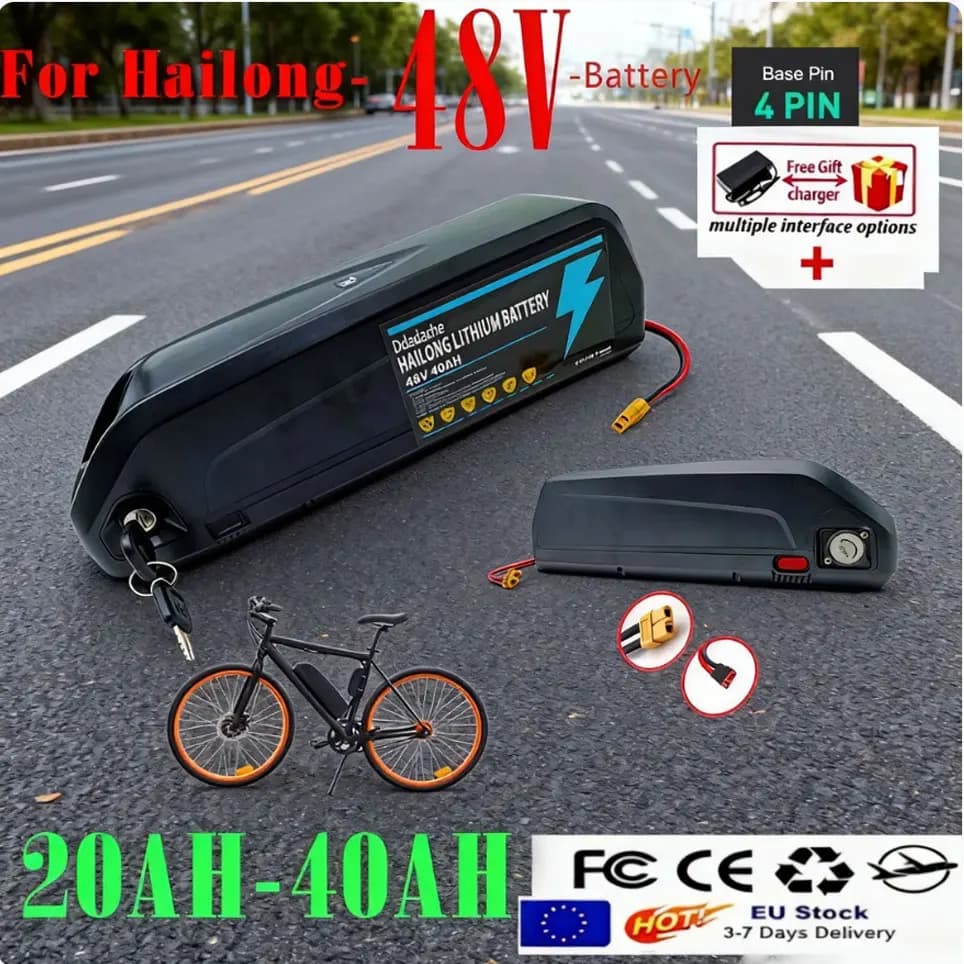 Hailong 4-Pin 48V 20Ah/30Ah/40Ah Akku |   Geeignet für achteckige BBS02/BBS03-Motoren, Lufttransport, +BMS30AH+Ladegerät