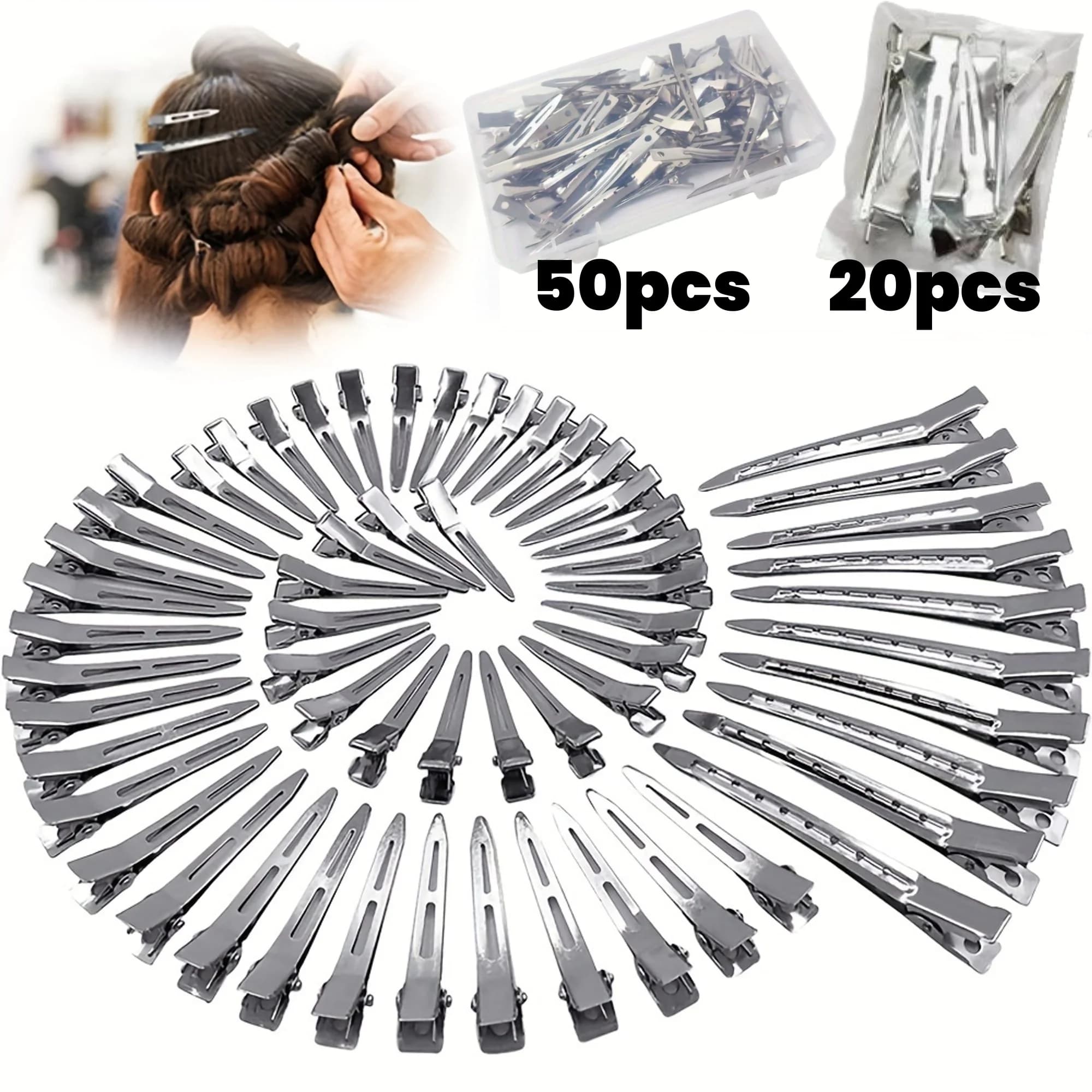 20/100 Stück Positionierung Metall Haarspangen Entenschnabel Haarnadeln für Frauen Styling Werkzeuge Friseur Haarschnitt Klemmen DIY Locken für