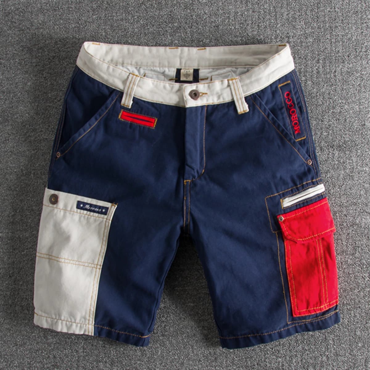Sommer mode stil persönlichkeit farbe spleißen waschen und tun alte dünne männer cargo-shorts multi-tasche casual hosen