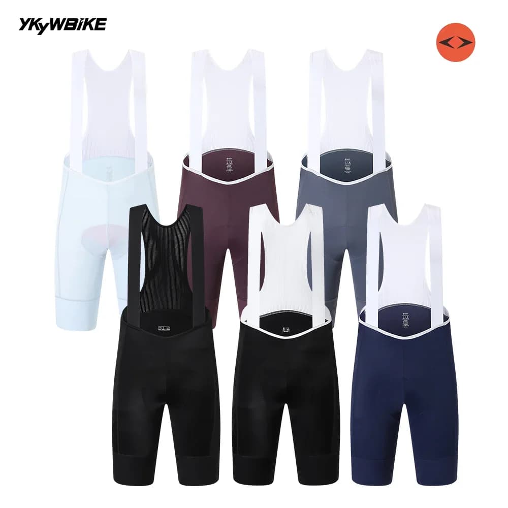 YKYWBIKE Herren-Radsport-Trägerhose, Rennrad-Trägerhose, Schnittstelle, gepolsterte Fahrradshorts mit italienischen MITI-Trägern, MTB Pro