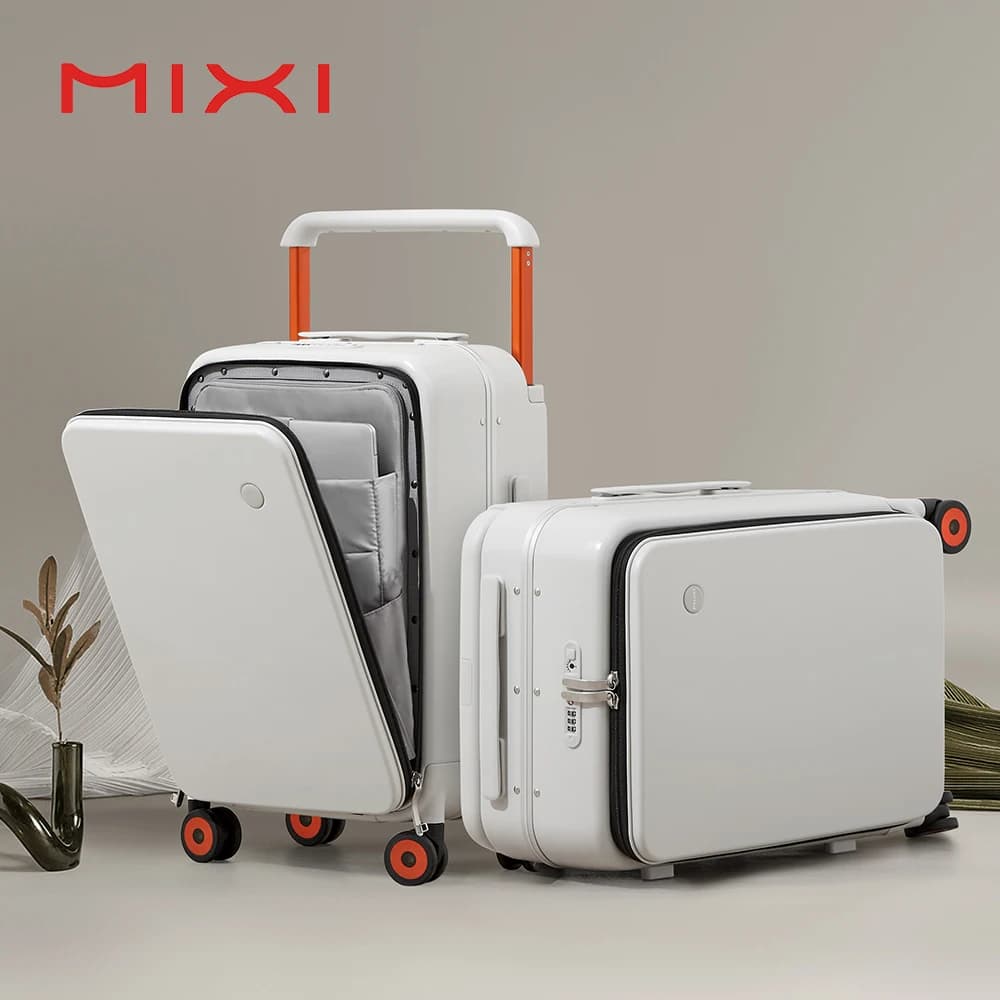 Mixi 2024 Neues Design, breiter Griff, Koffer für Herren, Handgepäck, Damen, Reise-Trolley, 20-Zoll-Kabine, PC, Aluminiumrahmen M9275