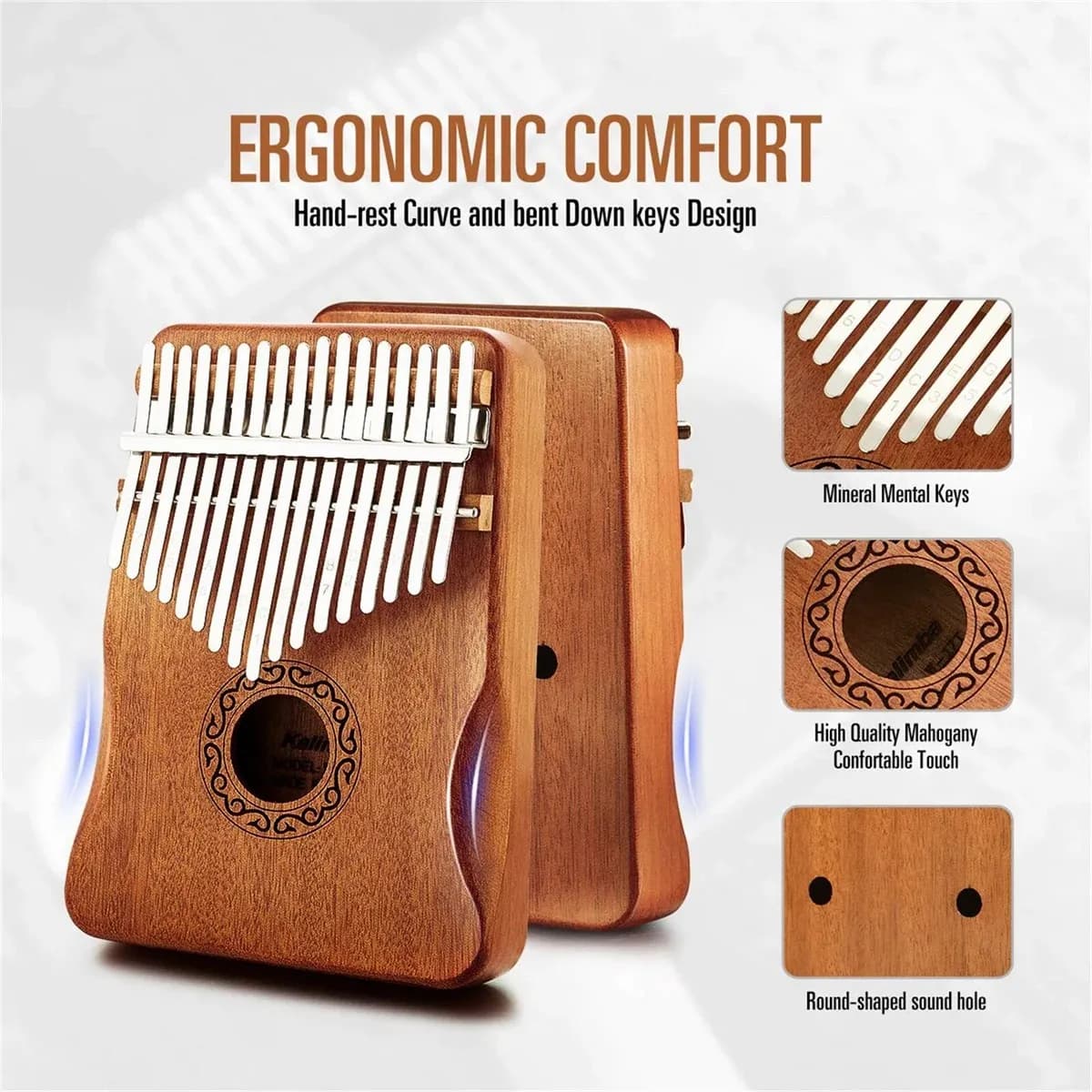 17/21 Tasten Holz Kalimba Daumen Klavier Mahagoni Holz tragbare Anfänger Daumen Klavier Geschenke für Kinder Weihnachten