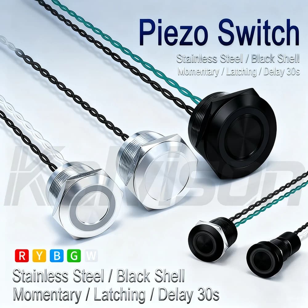 IP68 Piezo-Schalter, 12/16/19/22/30 mm, verriegelnd, wasserdicht, Metall-Touch-Schalter, Edelstahl, momentaner piezoelektrischer Keramikschalter