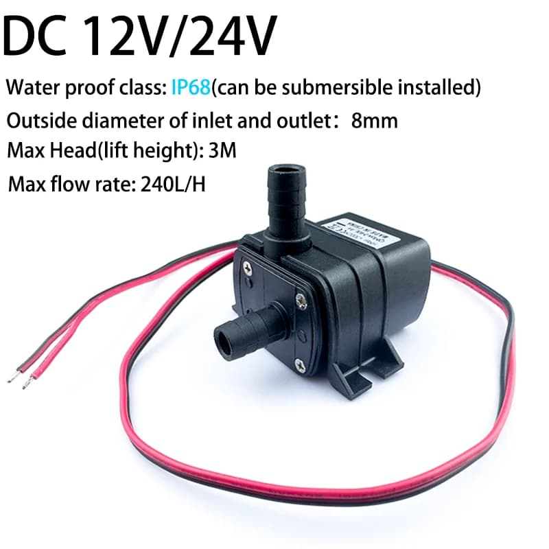 4,8 W 5,8 W 240 l/h leise Aquariumpumpe DC 12 V 24 V Solar bürstenloser Motor Pool Umwälzpumpe Wasserpumpe
