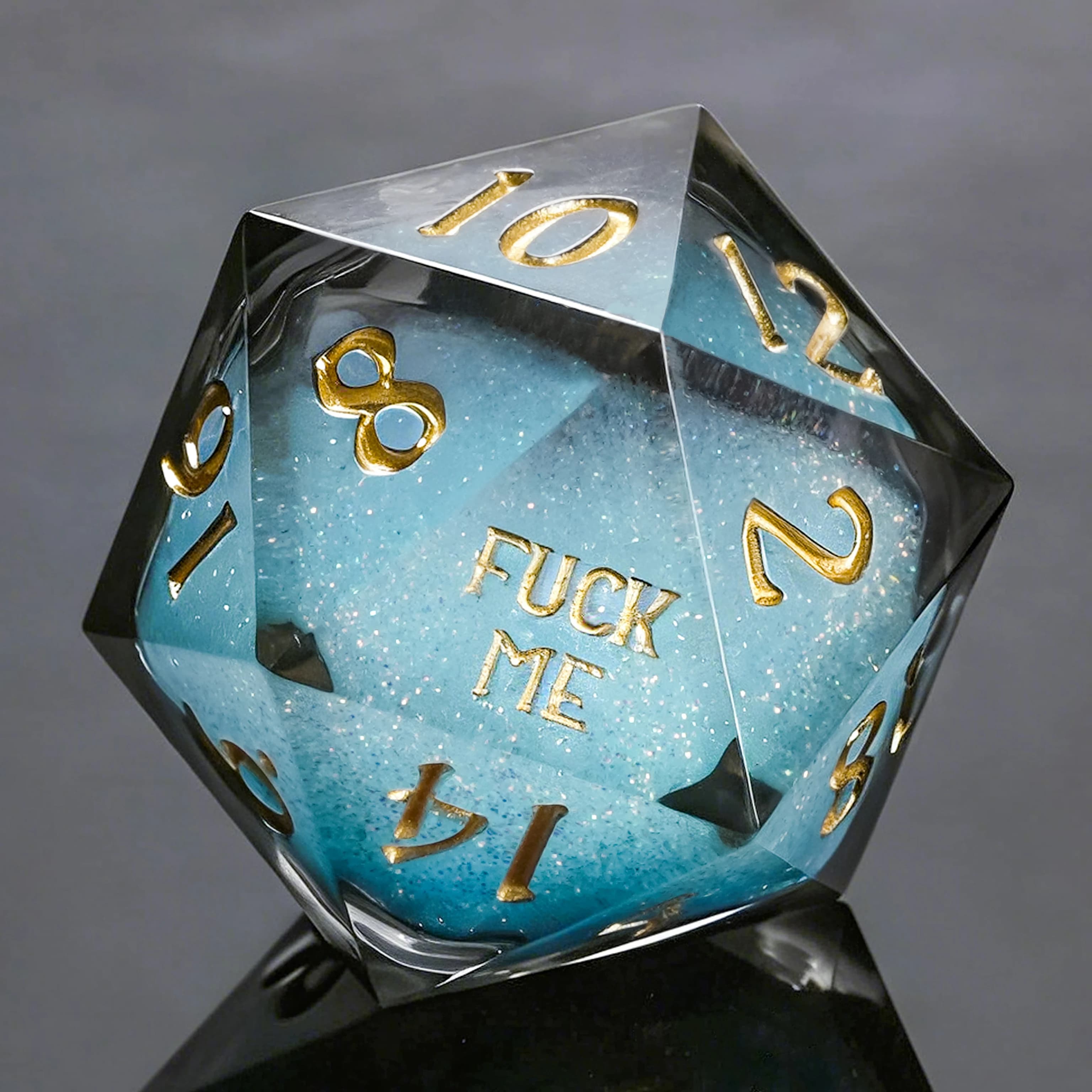 1-7-teiliges DND Würfelset Flüssigkern-Würfel Harz-Würfel Mehrseitige Polyedrische Blaue Würfel für D&D Spiel COC Rollenspiel RPG Tischspiel