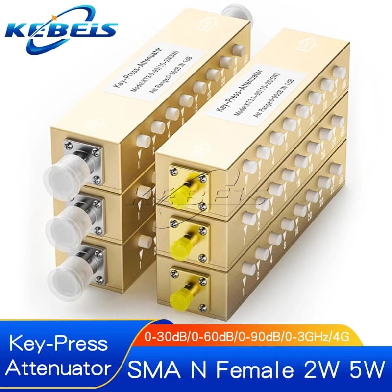 1 Stück Tastenbedienbarer 2W 5W N-Typ SMA HF Einstellbarer Signal-Dämpfer 0-30dB 60dB 90dB Tastenstufen-Dämpfer 0-4GHz