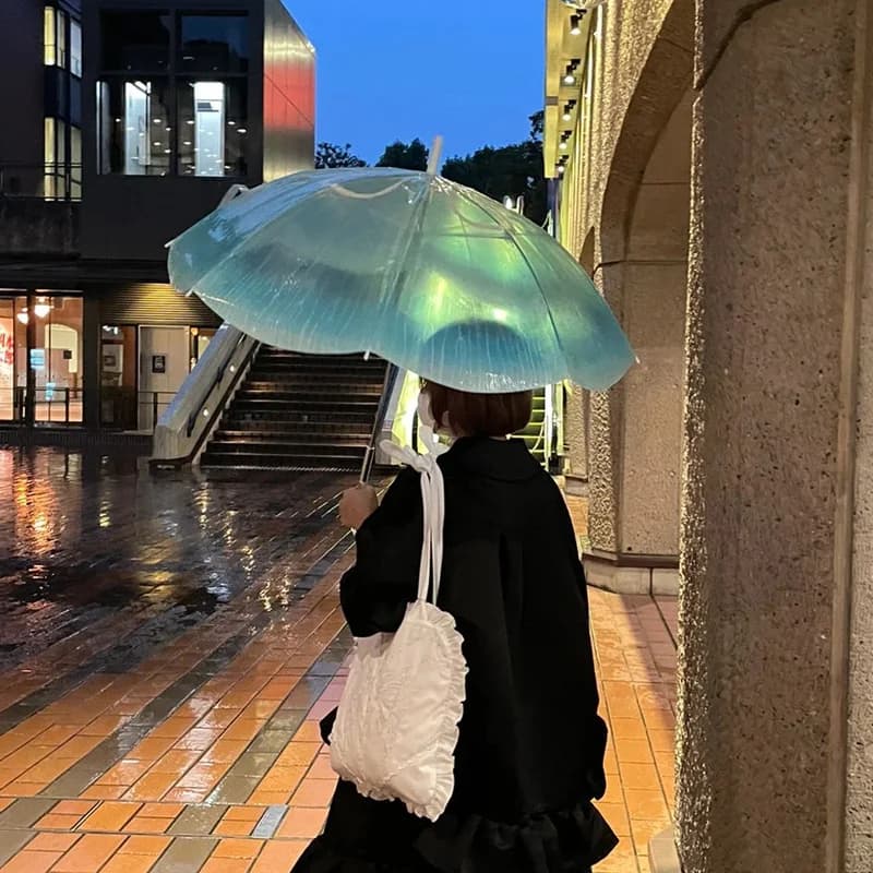 Quallen Regenschirm transparent lange Griff japanische Serie voll automatische Verdickung, wind dicht, wasserdicht, tragbar