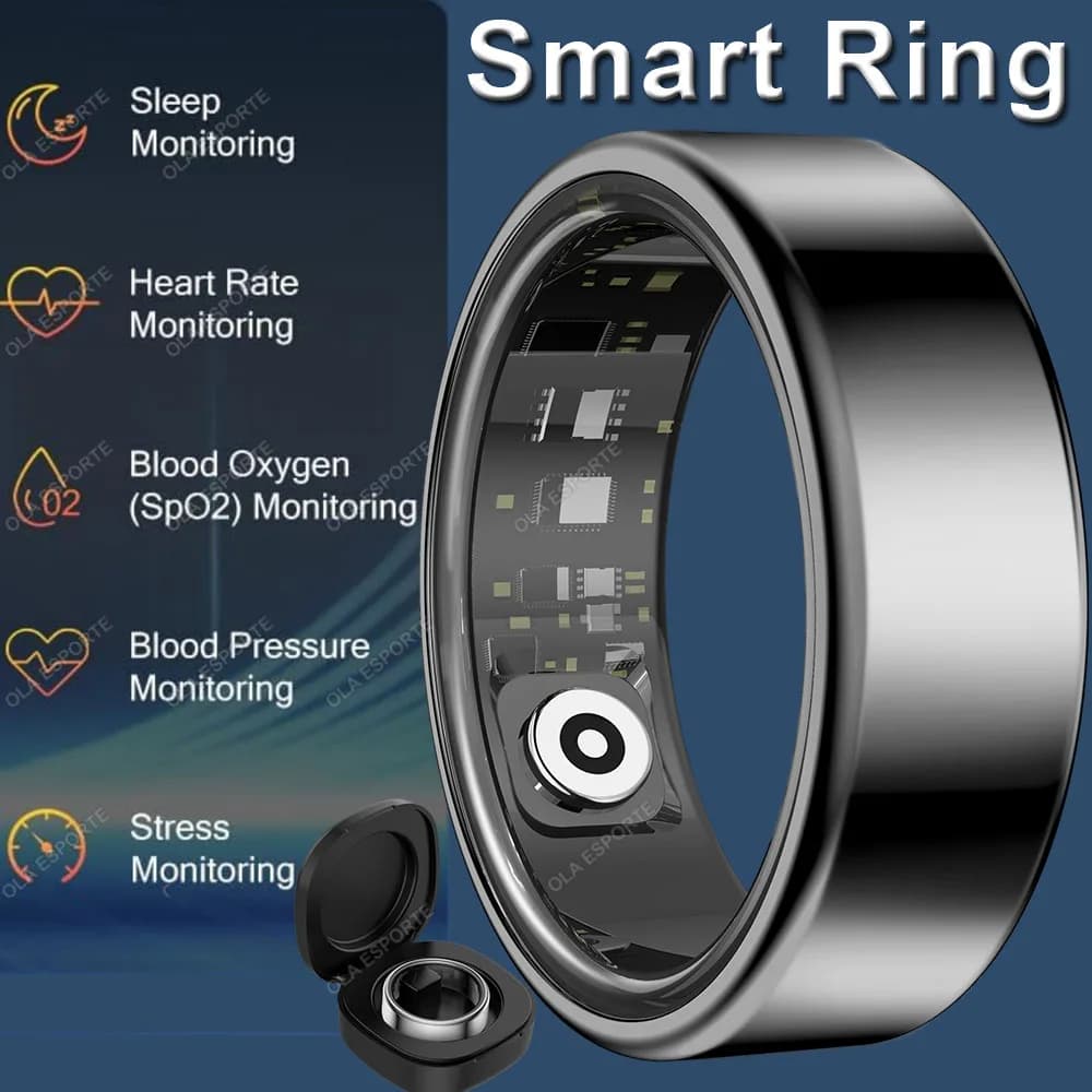 2025 Smart Ring Blutdruck Herzfrequenz Schlafüberwachung Smartring IP68 & 5ATM Wasserdichter Multisportmodus Smartring Mann Frauen
