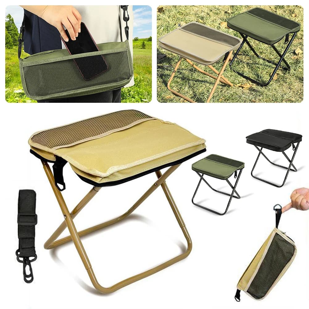 Alem Festive Rucksackhocker, tragbarer Klapphocker mit Tragetasche, leichter Mini-Stuhl, leicht zu tragender Outdoor-Stuhl für Reisen, Picknicks