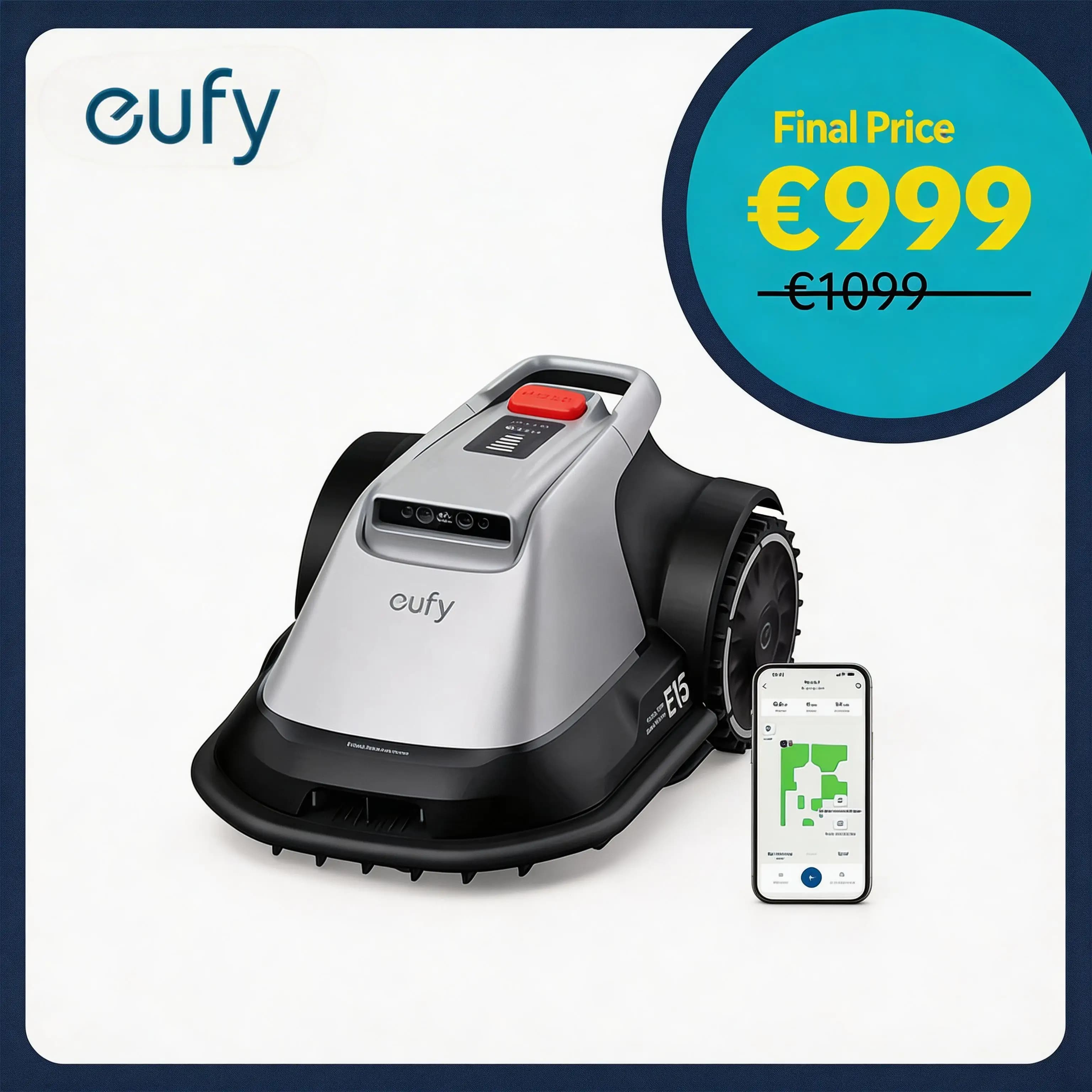 eufy Mähroboter E15, Kein Kabel, Kein RTK, Keine Signalausfälle, Auto-Mapping, Hindernisvermeidung, Smart-Navigation( code available）
