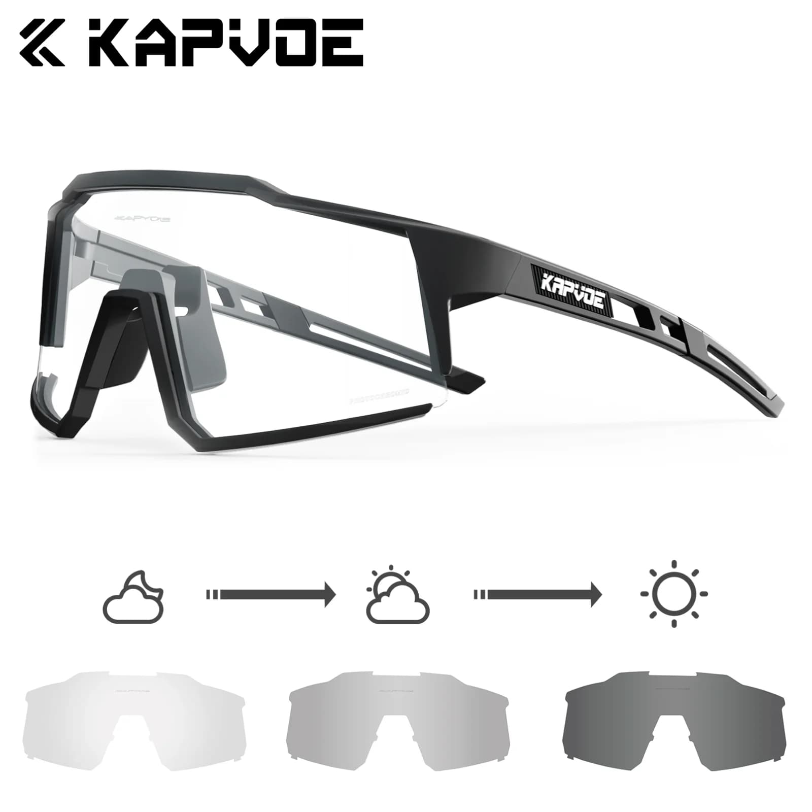 Kapvoe Photochrome Fahrradbrille UV400 MTB Klar Mountainbike Übergang Fahrrad Sonnenbrille für Männer Frauen Sportbrillen