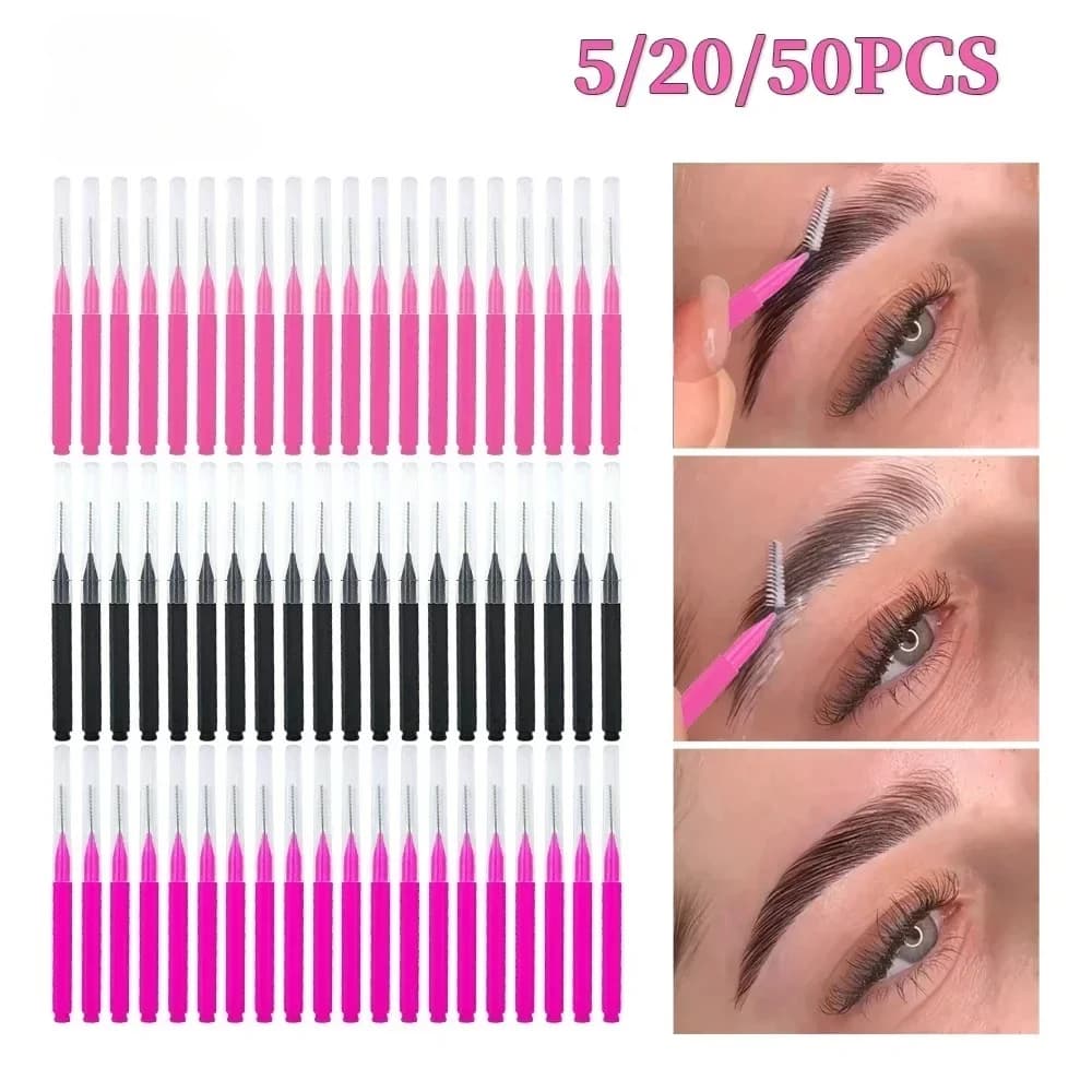 5/10/50PCS Mini Augenbraue Pinsel Stirn Dauerwelle Pinsel Einweg Stirn Lifting Pinsel Biegsamen Micro Wimpern Pinsel applikatoren Werkzeuge
