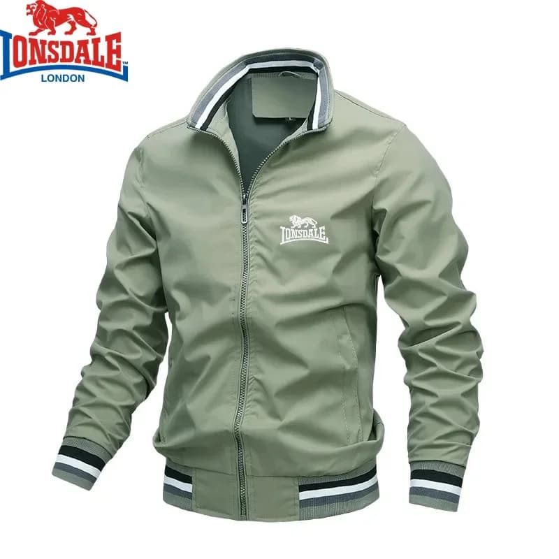 Gestickte Herbst- und Winterjacke für Herren mit Stehkragen, lässiger Reißverschluss, Outdoor-Sportmantel, Windjacke für Herren, wasserdicht