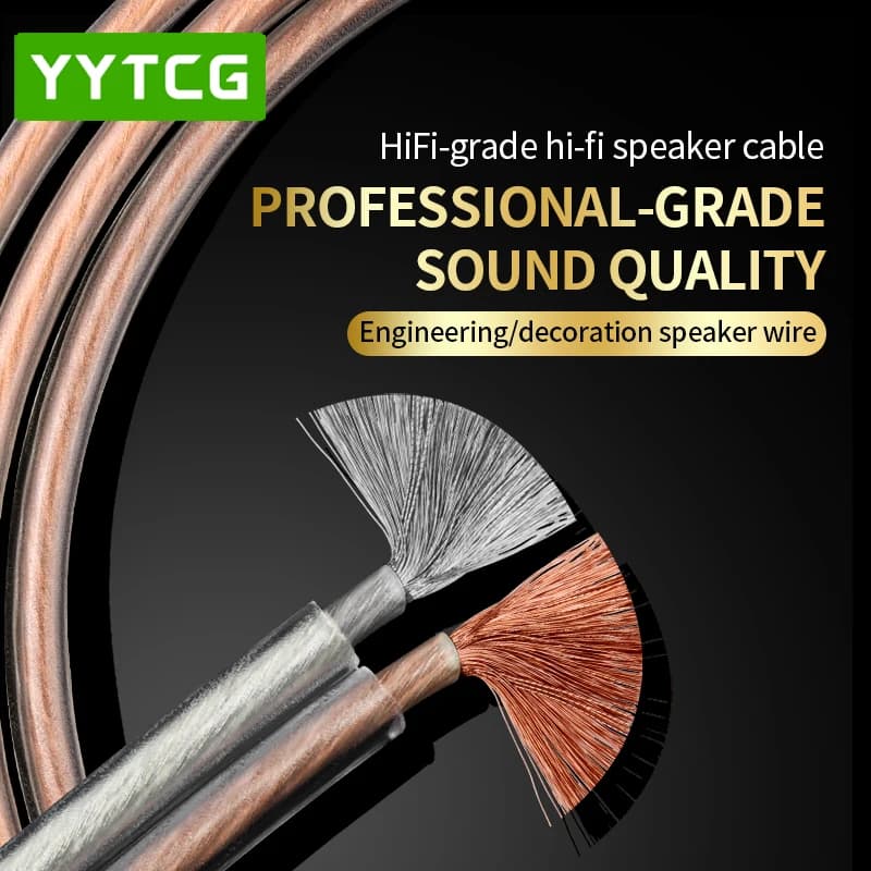 YYTCG DIY HIFI-Audiokabel, sauerstofffreies reines Kupfer-OFC-Lautsprecherkabel für Autoradios, Heimkino-Lautsprecher, Surround-Sound
