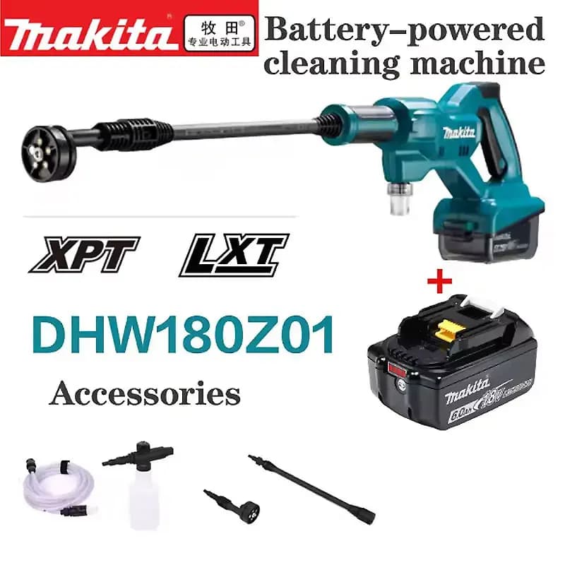 2026 Makita 18V 6.0Ah Lithium-Akku-Reinigungsmaschine DHW180 Kabellose Outdoor-Haushaltswasserpistole Handgehaltenes Autowaschgerät