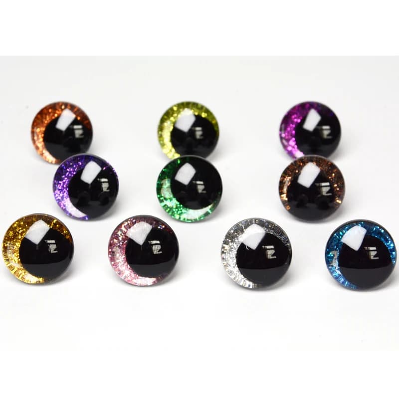 20 Stück 12 mm, 14 mm, 16 mm, 18 mm, 20 mm, 25 mm, runde Cartoon-Glitzer-Spielzeug-Sicherheitsaugen, Puppen-Schüleraugen mit Unterlegscheibe für
