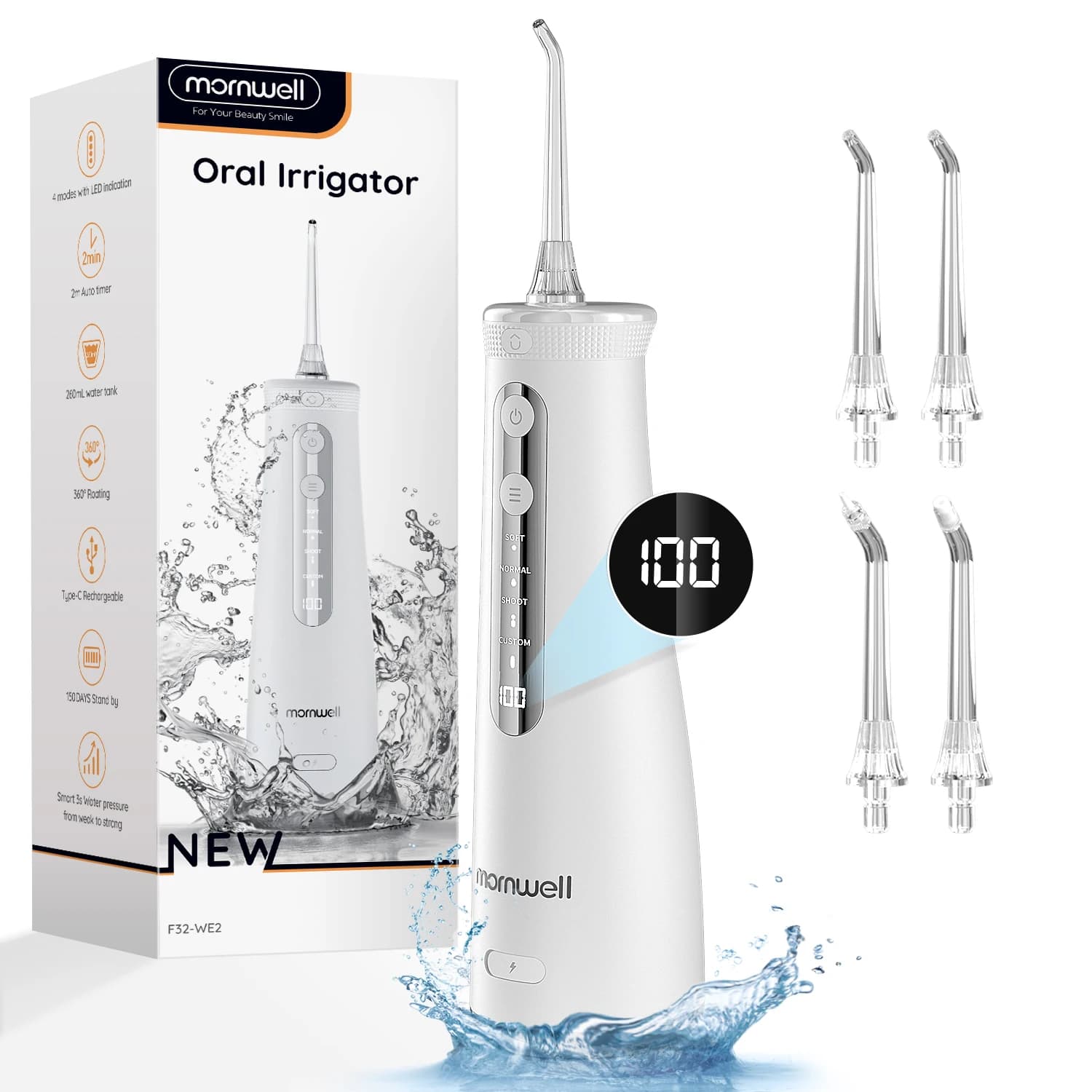 Mornwell 5032 Wasserseide Sonic Wasser Flosser 270 ml Tank Oral Zahnaufhellung Haushaltsgerät Zahnreiniger Oral Wasserstrahl