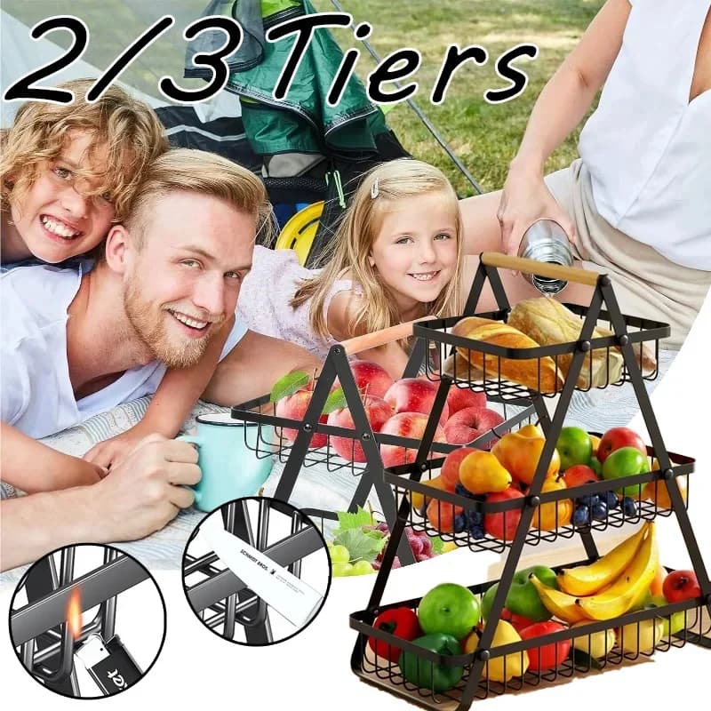 2/3 Ebenen Arbeits platte Obstkorb, tragbare Obst Bowle Korb Küche Veranstalter Lagerung & Esszimmer Obst Gemüse Snacks