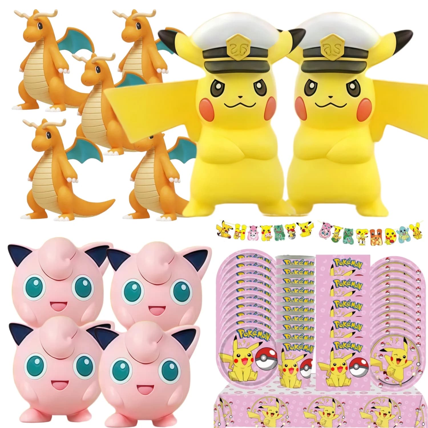 Rosa Pokemon Geburtstags feier Dekoration Einweg geschirr Set Pikachu Tischdecke Tasse Platte Baby party Kinder DIY Party liefert