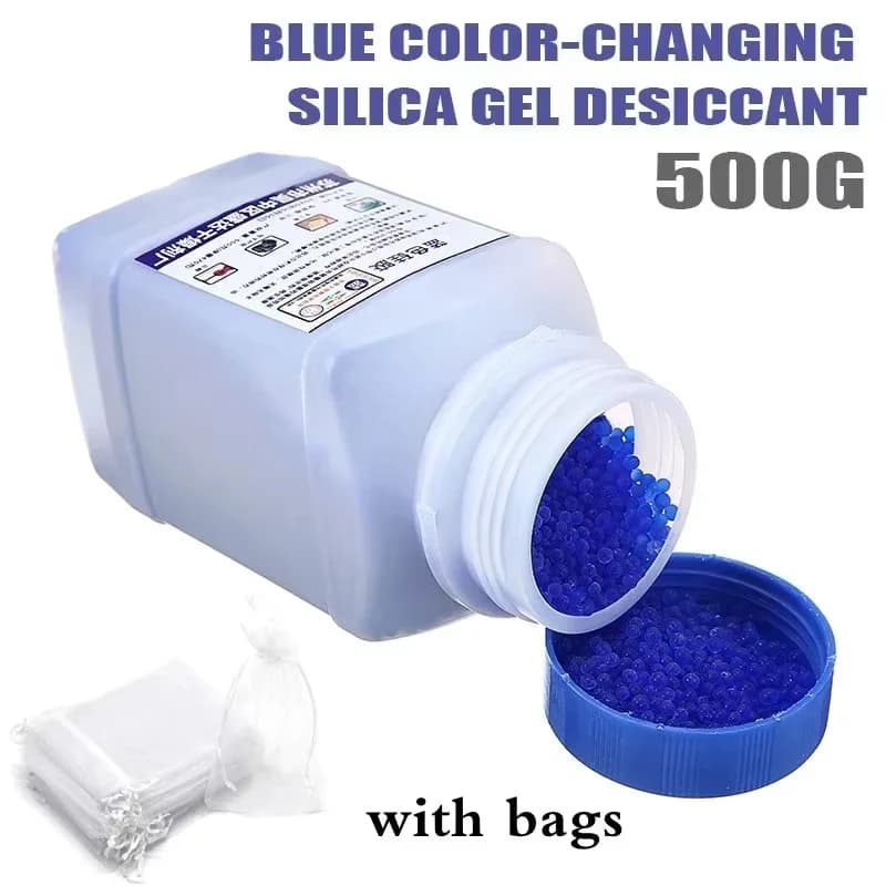 500 g wasserdichter Feuchtigkeitsabsorber mit Verpackung, Bule Orange, wiederverwendbare Silikagelperlen, Trockenmittel, Feuchtigkeitsabsorber,