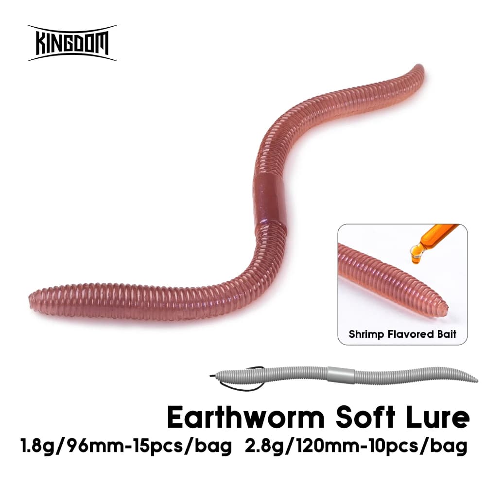 Kingdom Sinking Soft Worm 96 mm 1,8 g 120 mm 2,8 g künstlicher weicher Köder Regenwurm Swimbaits für Bass Pike Forelle Weiche Angelköder ﻿